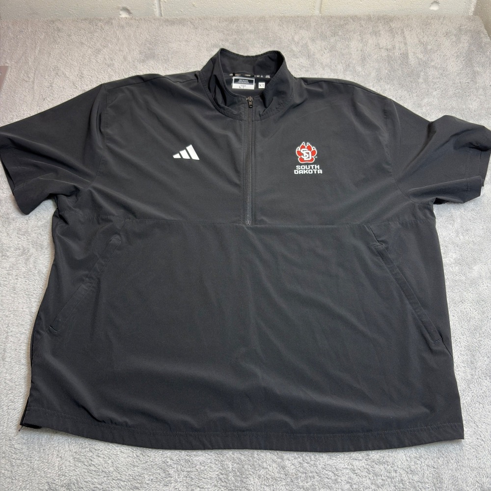 Adidas South Dakota Coyotes Quarter Zip Mens 2XL Black Short Sleeve Pullover